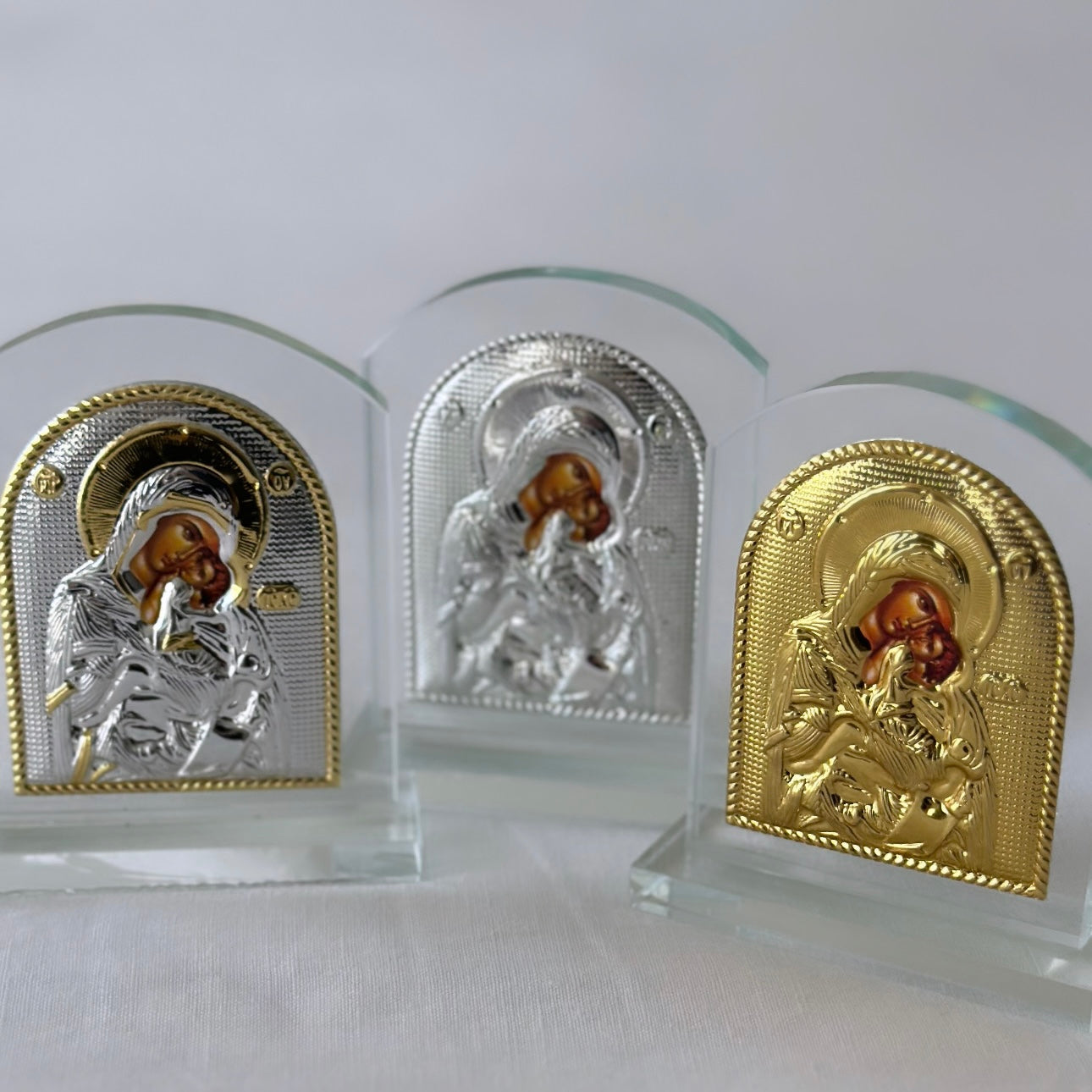 Mother Mary and Jesus glass plaque